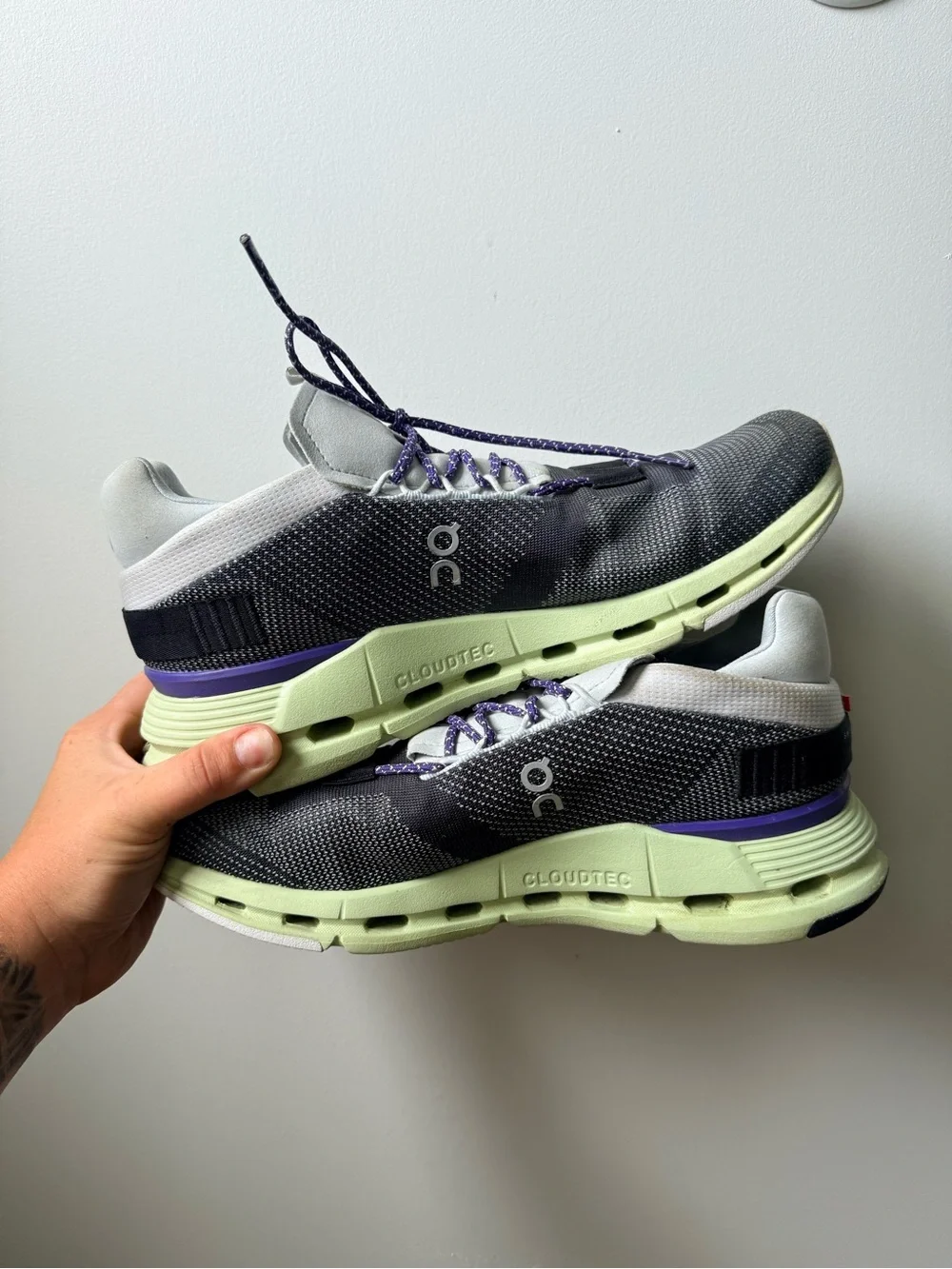 On Cloudrunning Men's Athletic Shoes in Black & Light Green